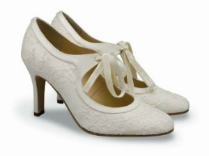 Buttercup by Diane Hassall available from Perditasweddingshoes.co.uk/ cream high heeled bridal shoe with lace front
