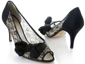 Lily by Rachel Simpson shoes black bows and lace high heeled shoes
