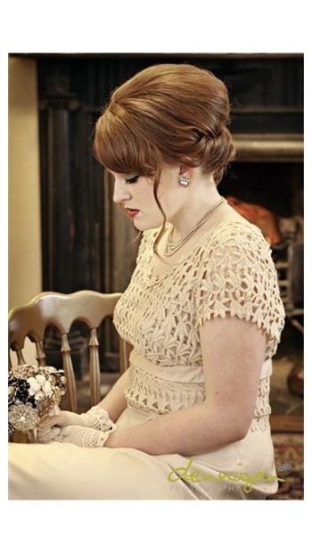 Gorgeous updo redhead bride with updo