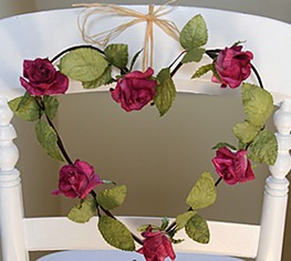 dark pink paper rose heart wreath by Natural Design dark pink paper rose heart wreath