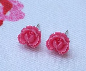 rose earrings from Not on the High Street pink rose earrings