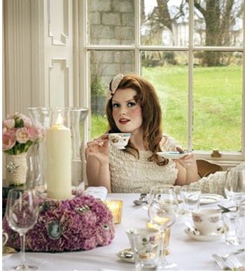 vintage style afternoon tea party bride at vintage style afternoon tea party