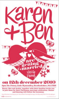 wedding tea towel invitation in red wedding tea towel invitation in red