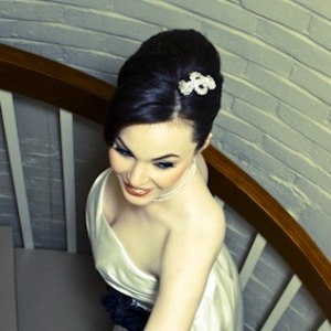 Bridal comb from tantrums and tiaras Sleek bridal chignon with diamante accessory