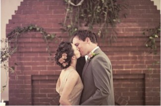bride and groom kiss after ceremony bride and groom kiss after wedding ceremony