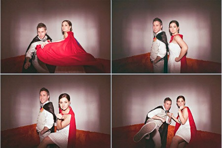 superhero bride and groom in capes superhero bride and groom in capes