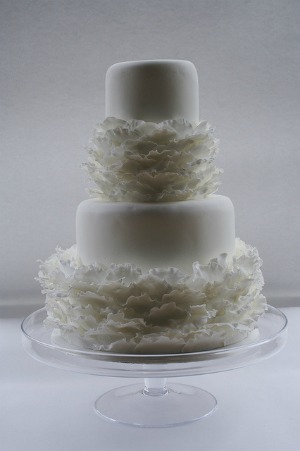 tiered wedding cake with ruffles by Victoria Made tiered wedding cake with ruffles