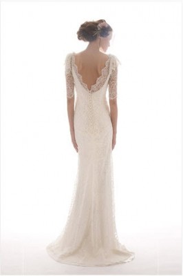 Elizabeth Fillmore dress lace wedding dress with deep back