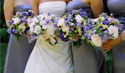 lilac bridesmaid gowns via Project Wedding lilac bridesmaid gowns