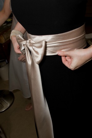 Elegant sash Oyster satin sash on dress
