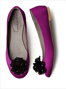 Fuchsia ballet flats with shoe clips Fuchsia satin ballet flats