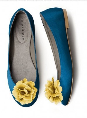 blue ballet flats with yellow shoe clips blue ballet flats with yellow shoe clips