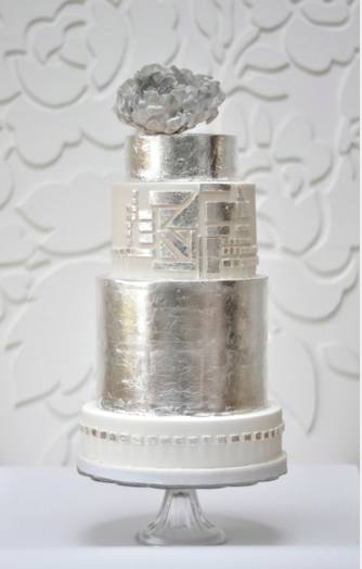 Silver tier wedding cake by Rosalind Miller Silver tier wedding cake