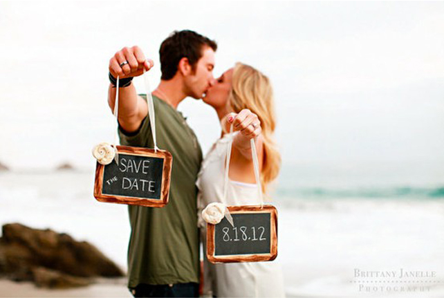 Couple with chalkboard save the date images