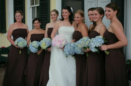 Bridesmaids with blue bouquets bridesmaids with blue bouquets