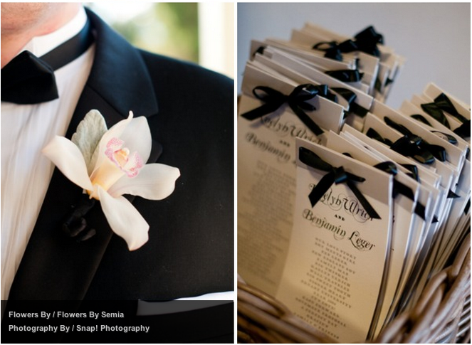 Wedding via style me pretty black and white wedding theme place cards