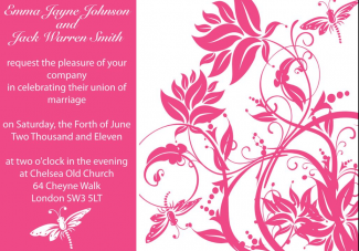 Wedding invitation by Ananya Cards Honeysuckle pink floral wedding theme invitation