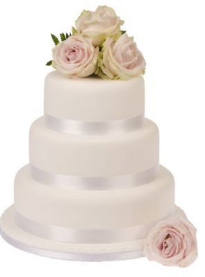 GC Couture Cakes white tier wedding cake decorated with roses