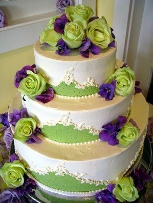 Wedding Cake by Decadence via Project Wedding Purple and Green wedding cake
