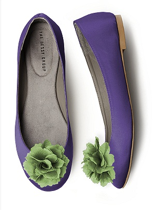 Ballet flats by Dessy Purple ballet flats with green rosettes by Dessy