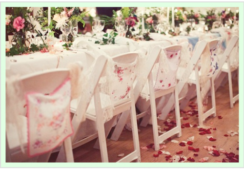 Handkerchief decorated vintage chair backs