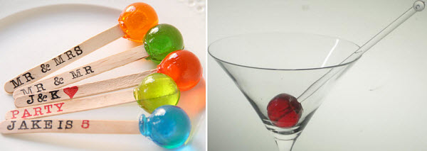 wedding lollipop candy swizzler stick for margarita