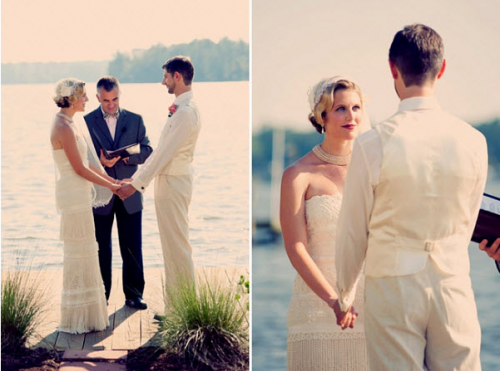 1920's inspired wedding 1920's inspired wedding bride and groom marrying