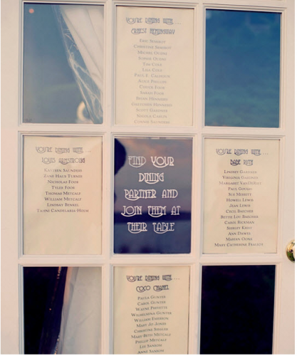 1920's inspired wedding seating plan for 1920's inspired wedding
