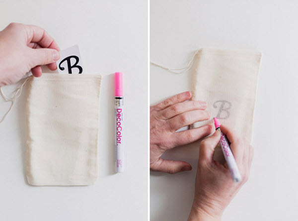 monogram bags diy wedding favor