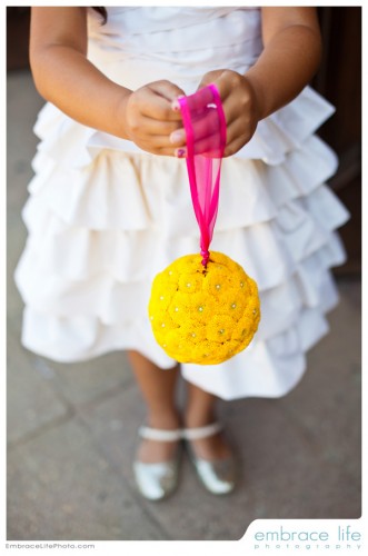 flowergirl with yellow pomander