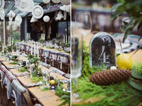 wedding table decorated in green