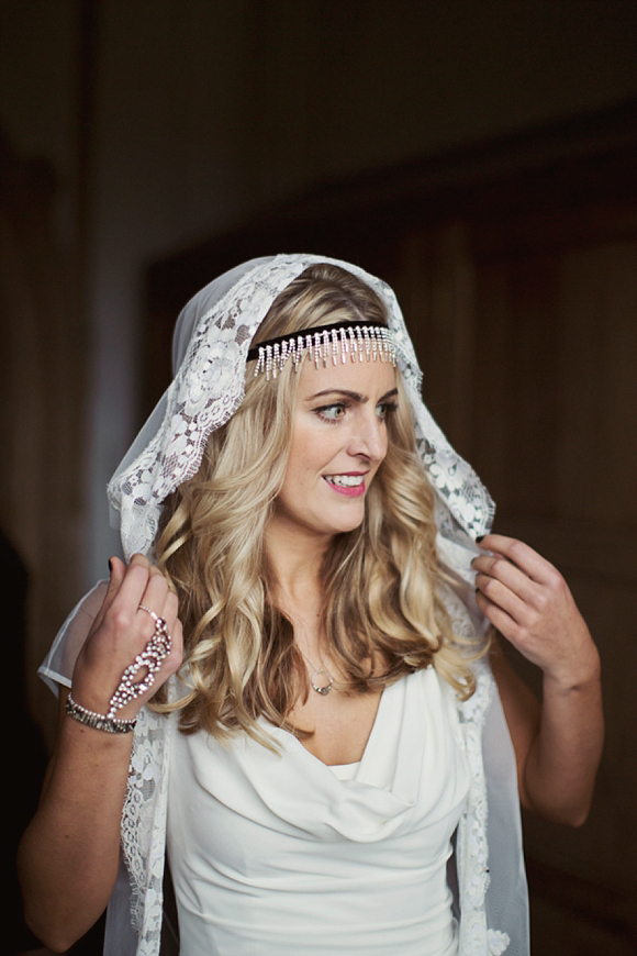 Bride in lace veil