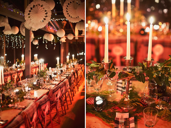 wedding table decorated with candles