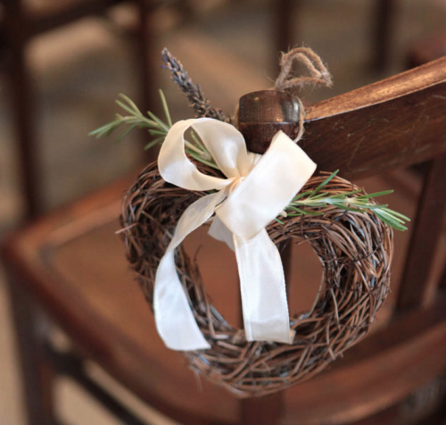 Heart chairback tied with ribbon