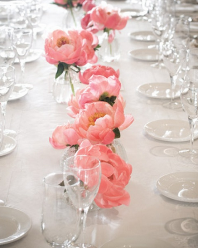 pink peony wedding centrepiece