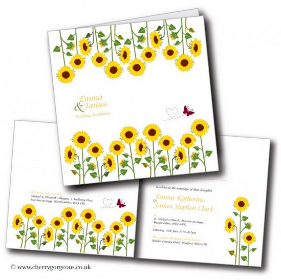 sunflower design wedding invitation