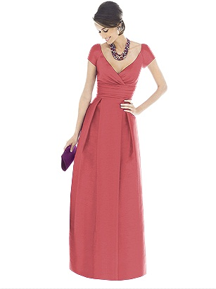 long coral evening dress