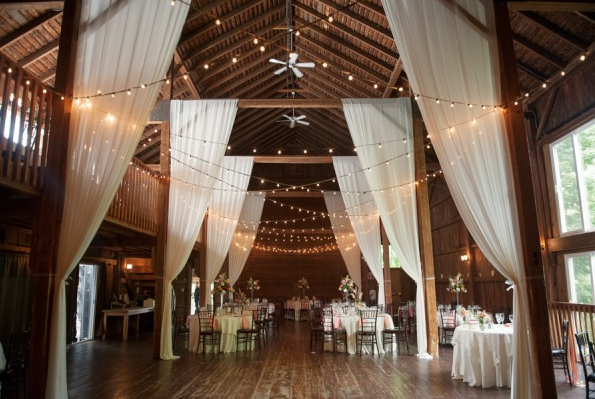 barn wedding decorated