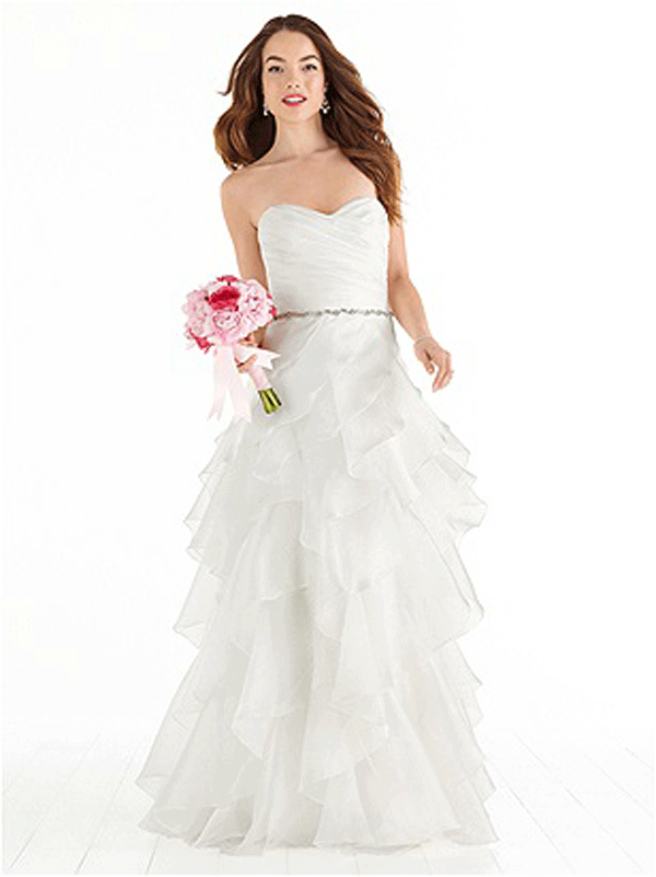 Women in ruffled wedding dress