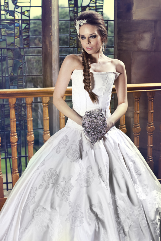 bride in grey dress