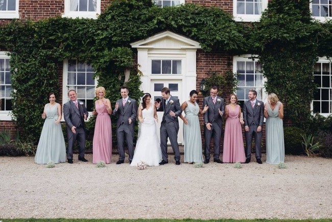 bridesmaids and groomsmen at wedding