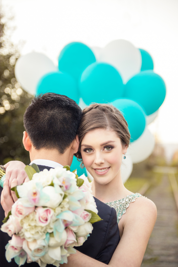 bride with balloons