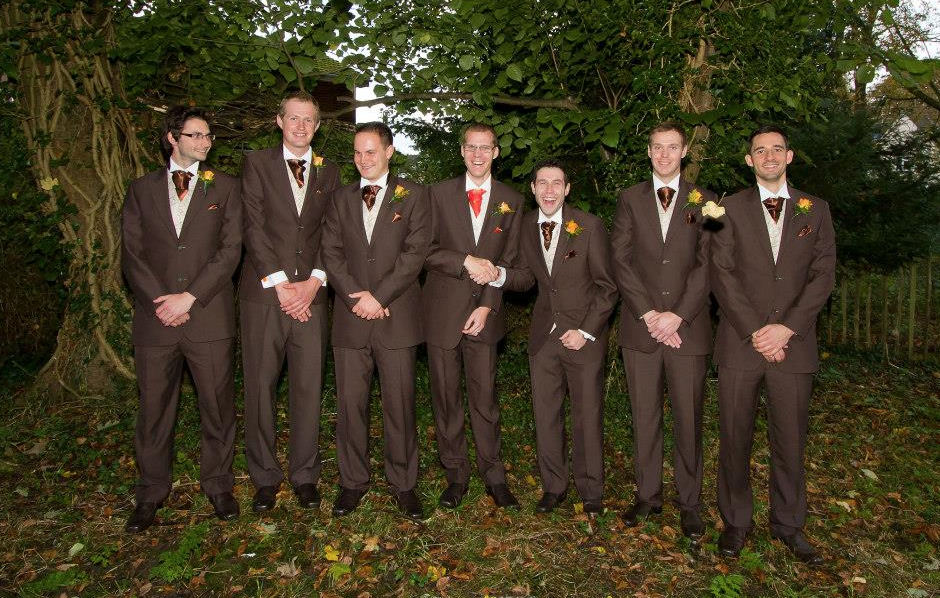 Grooms brown coloured wedding suits