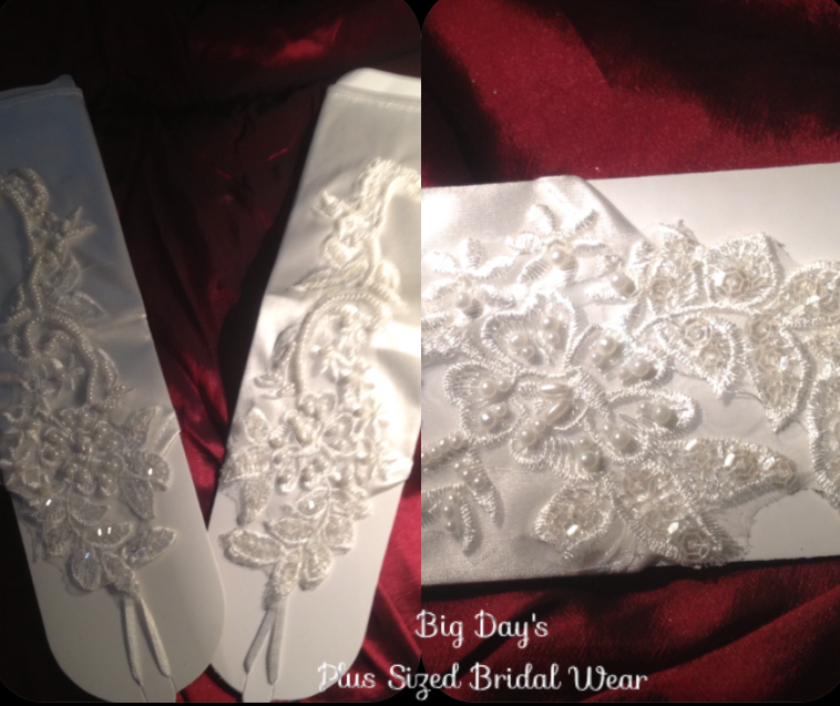 Satin and Pearl Wedding Gloves from Big Days Plus Size Bridalwear Satin and Pearl Wedding Gloves