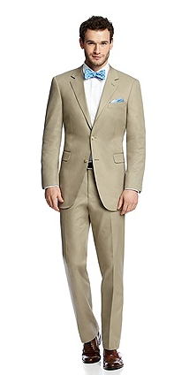 Grooms Khaki wedding suit from Dessy