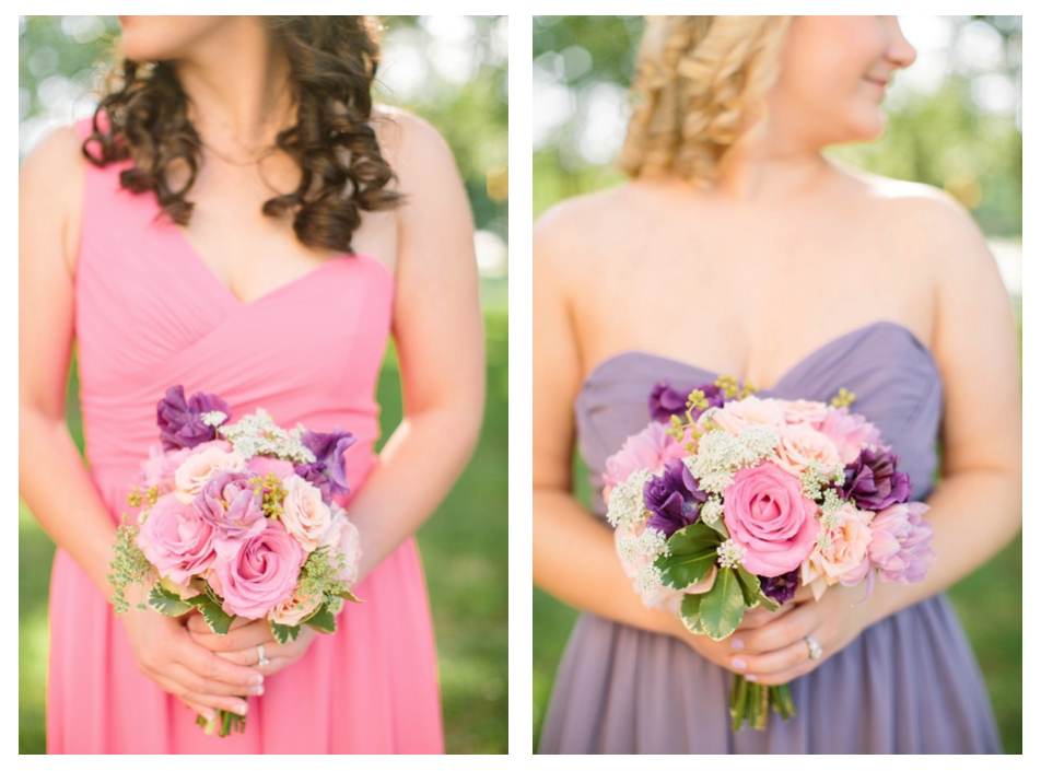 Pink and purple bridesmaids dresses by Tucker Images