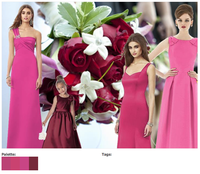 Pink and red bridesmaids dresses