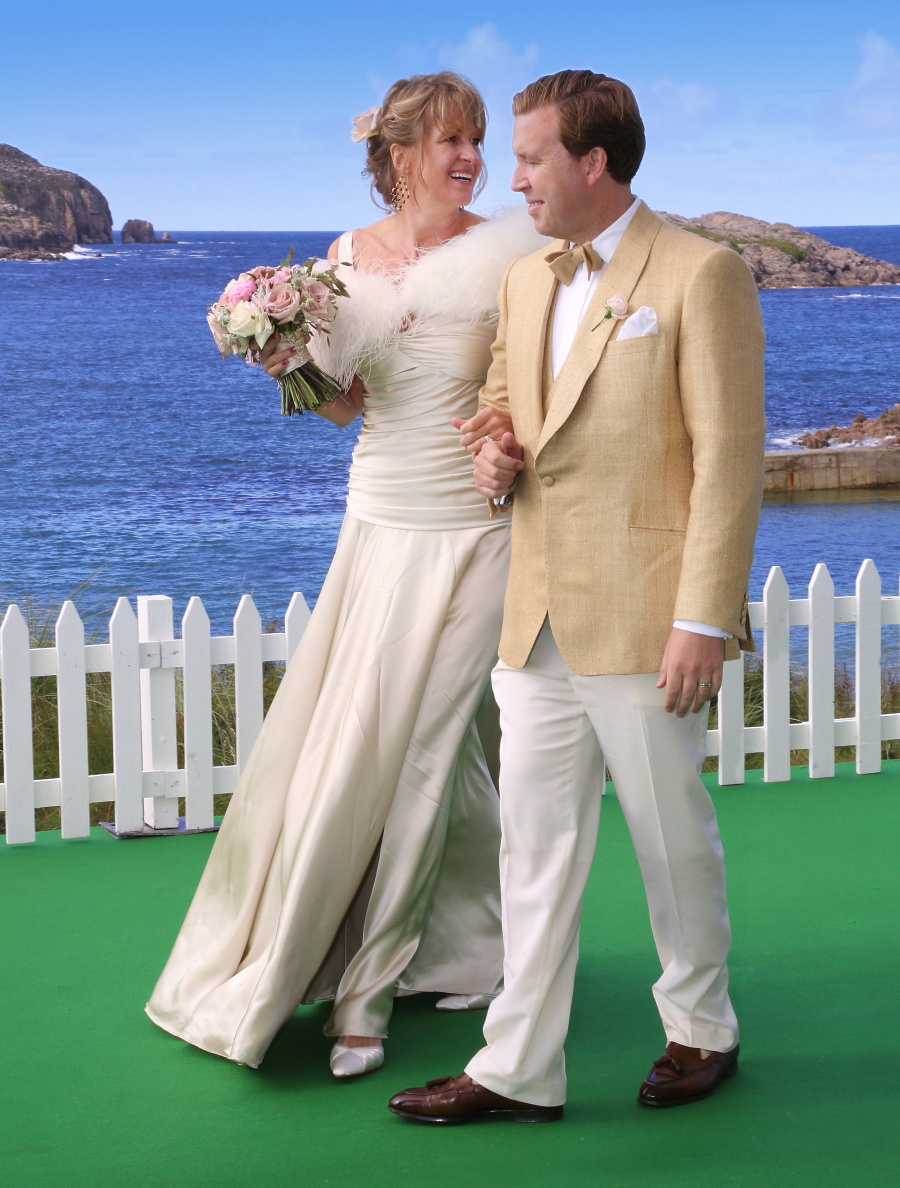 Grooms coloured wedding suits