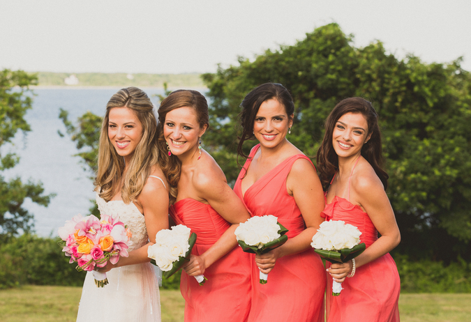 Firecracker orange bridesmaid dresses