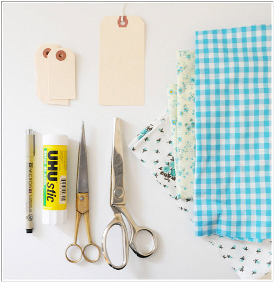 supplies for making gift tags